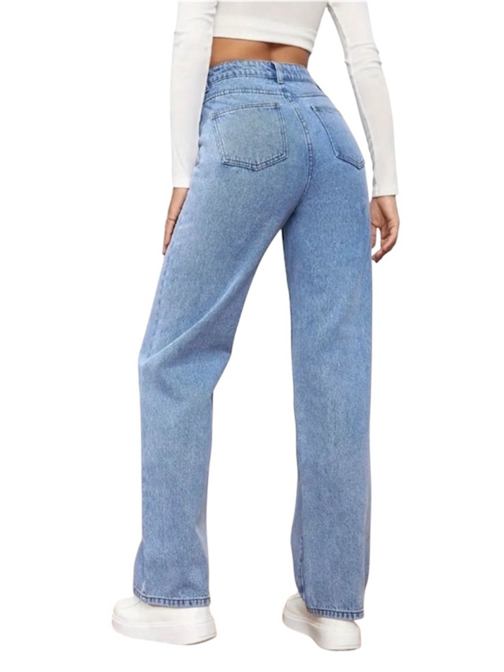 High-Rise Wide-Leg Women's Jeans - Light Blue - Picture 2 of 9